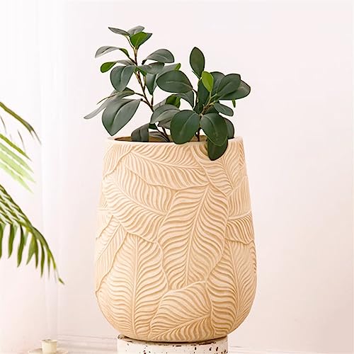 Pots de plantes ovales en ciment sculpté, jardinière de sol haut de gamme pour intérieur - 5