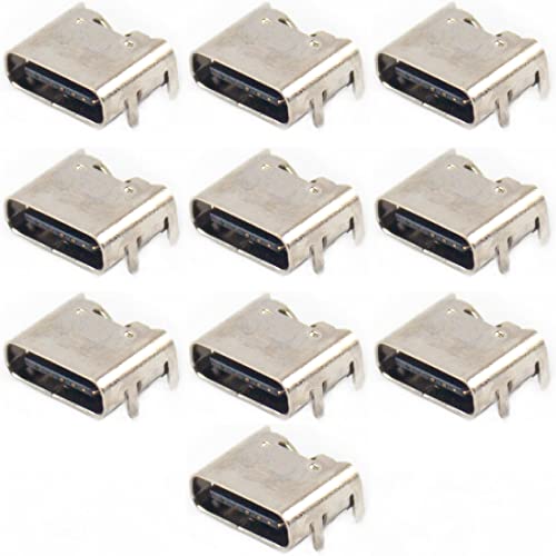 jujinglobal 50pcs USB Type C 3.1 Socket 6 Pins Female Solder Connector Jack Port for Electronics Power Port Replacement