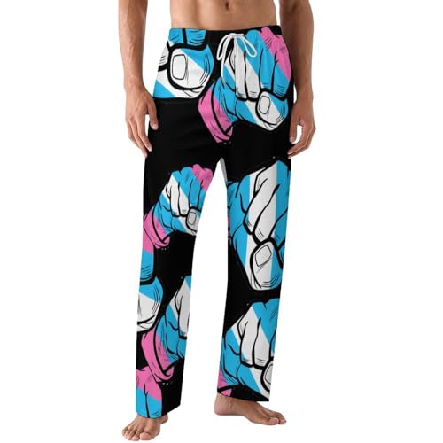 Raised Fist Transgender Flag Mens Pajama Pants Print Lounge Pant PJ Bottoms Sleepwear Loungewear