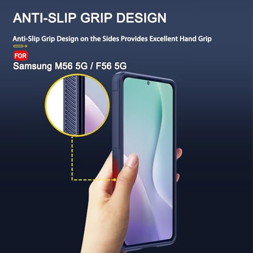 Image of TheGiftKart Liquid Silicon Back Cover Case for Samsung Galaxy M56 5G / F56 5G | Shockproof Military Grade Protection | Micro-Fibre Cloth On Inner Side | Anti-Slip Grip Back Cover Case (TPU, Blue)
