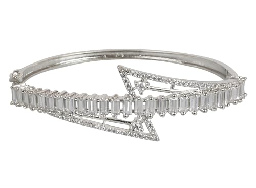 Touchstone White Gold Plated Simulated Diamond Baguette Round Cut Cubic