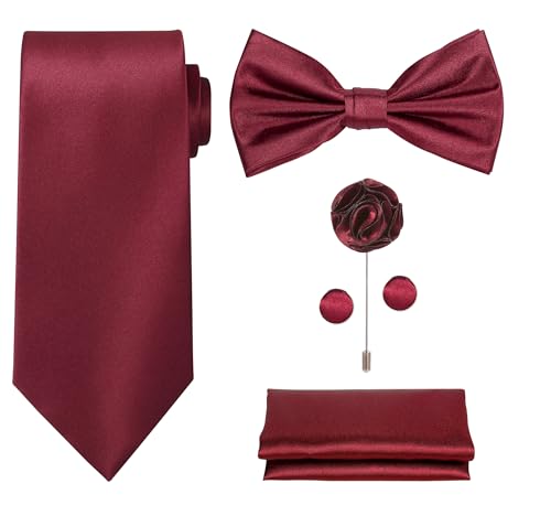 Image of Tie G .5pcs Tie set in a gift box : Tie sets : Solid color Neck tie,Satin Bow tie,Pocket Square, Lapel, Cuffs link