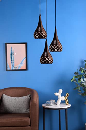 Image of GreyWings 3 Light Hanging Light for Home | Black Aluminium Pendant Light with E27 Holder | Modern Ceiling Hanging Lamp for, Bulb Not Included, Cluster Set