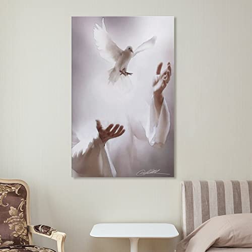 Holy Spirit Art Posters Angels And Doves Wall Art Religious Wall Art Canvas Painting Posters And Prints Wall Art Pictures For Living Room Bedroom Decor 24X36Inch(60X90Cm) Frame-Style #TOP6