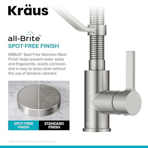 Image of KRAUS Britt Commercial Style 2-Function Single Handle Pull Down Kitchen Faucet in Spot-Free Stainless Steel, KPF-1693SFS