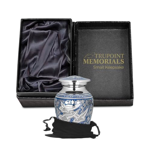 Image of Trupoint Memorials Cremation Urns for Human Ashes for Male or Female, Funeral Memorial Urns for Men & Women, Silver Birds, 1 Keepsake