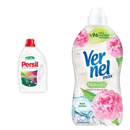 Persil Power Jel Color Derin Temizleme Plus 26 Yıkama Renkliler için Sıvı Çamaşır Deterjanı ve Vernel max AromaTherapy+ Şakayık & Beyaz Çay 60 Yıkama Konsantre Çamaşır Yumuşatıcısı