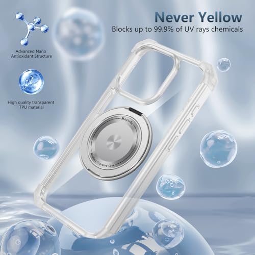 Image of Cubix Back Cover Case for iPhone 14 Pro Hard PC + TPU | Metal Ring Kickstand | 1500g Magnetic Hold | 360 Rotating Stand | Military Drop Protection | Air Cushioned Corners