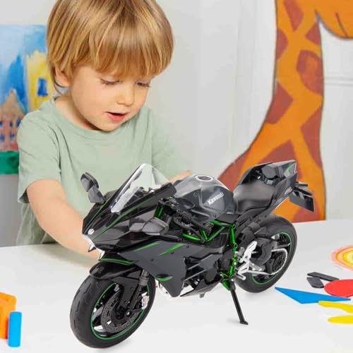 BDTCTK Compatible for 1:9 Kawasaki Ninja H2R Motorcycle DieCast Model, Suspension and Free Roller, Toy Car, Motorcycle Collection, Gift Black - Image 6