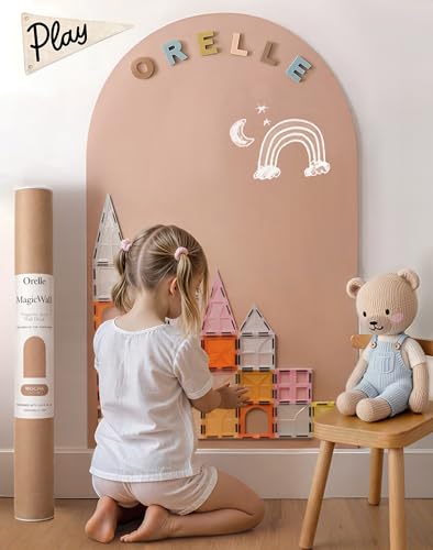 Orelle MagicWall | Magnetic Arch Wall Decal Repositionable & Renter-Friendly | Peel & Stick Magnetic Wall Decal Chalkboard | Playroom Essentials | Large 24 x 39 | Mocha