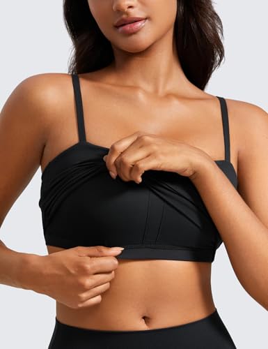 Image of CRZ YOGA Butterluxe Cami Crop Tank Tops | Light Support, Removable Pads, Yoga, Extremely Soft, Square Neck, Spaghetti Straps, Longline Sports Bras for Women