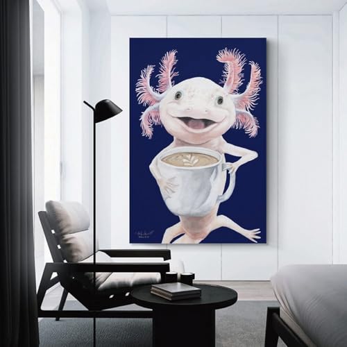 Tableau Axolotl souriant pour une ambiance joyeuse au salon 40x60