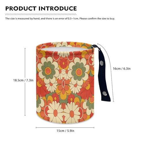 Image of Pensura Car Garbage Can Reusable Buttons Mini Car Trash Bin Auto Organizer Collapsible Accessories Cute Floral Print Hanging Vehicle Garbage Can for Vehicle, Travelling, Camping