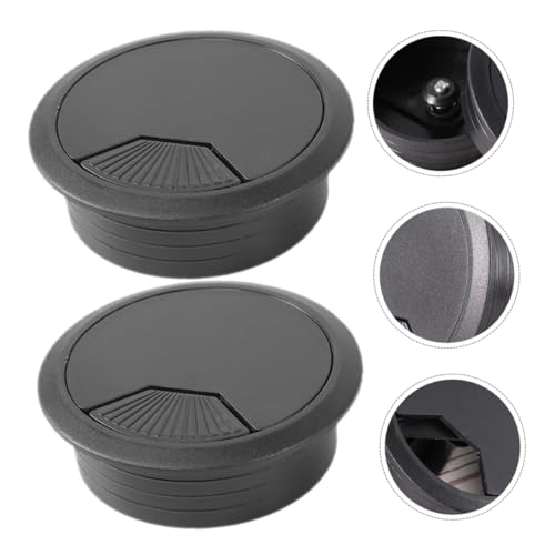 OUNONA 2pcs Tapas para Orificio de Cable de Escritorio para una Gestión Eficiente de Cables Organizadores Redondos para Escritorio de Computadora y Uso de Oficina Negro miniatura 4