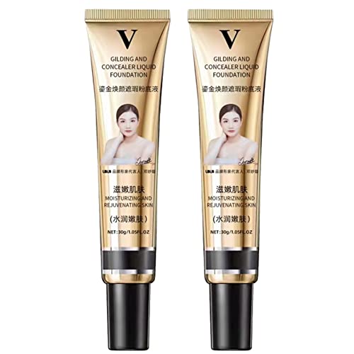 2Pcs Fv Concealer Foundation, Fv Foundation, Fv Tender the Skin Foundation, Full Coverage Foundation , Waterproof Lasting Nude Makeup Moisturizing Pigment CC Cre Liquid Foundation (Moisturize Bright)