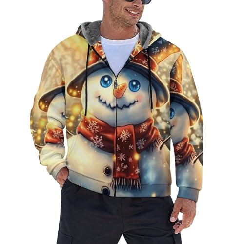 Sweat à capuche zippé pour homme avec poche motif bonhomme de neige