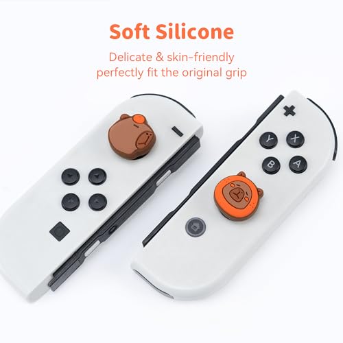 GeekShare 4PCS Capybara Thumb Grip Caps for Switch,Cute Silicone Joystick Caps,Soft Thumbstick Cover Compatible with Nintendo Switch/OLED/Switch Lite - Image 2