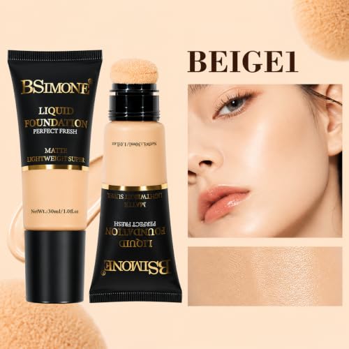 Image of Foundation Liquid Concealer Long-Lasting Non-Smudge, Moisturizing Foundation Waterproof Sweat-Proof Dry Skin Non-Caking, Compact Portable, Travel Outdoor Makeup Touch-Up, Suitable for Summer Sweaty, 30ml BEIGE 1