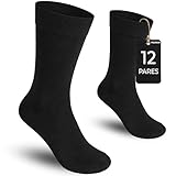 PSL WEAR 12 Pares | Calcetines Hombre Negros | 85% Algodón | Calcetines Negros Hombre de Vestir, Trabajo y Traje