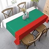 Qwvbn Rechteckige Tischdecke mit bulgarischer Flagge, schützt Tischplatten, waschbar, geeignet für Partys und Restaurants.