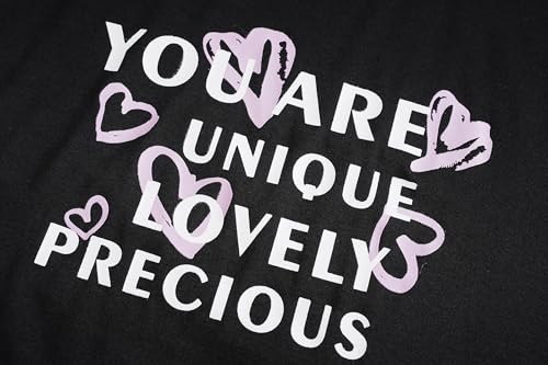 Hupohoi Kids Girls Pajama Sets Summer Short Sleeve With Shorts And Pants 3PCS Sleepwear Cute Cartoon Loungewear 6 to 17 Years, Letter Hearts, 8 by Hupohoi - Image 4