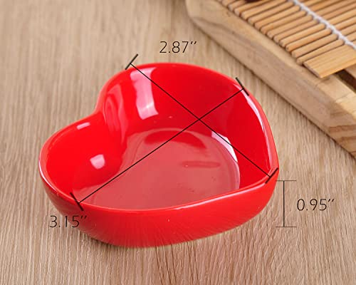 Whjy Red Love Heart Shaped Ceramic Side Dish Bowl, Contemporary Porcelain Side Dishes Bowl, Seasoning Dishes Soy Dipping Sauce Dishes For Wedding Birthday Party- Set Of 6 #TOP1