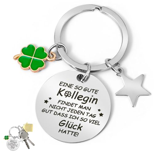 PEOVLVN Edelstahl Schlüsselanhänger für Kollegen - Abschiedsgeschenk, Kollegin Geschenk, Lieblingskollegin, Eine So Gute Kollegin Freundschafts-Glücksbringer