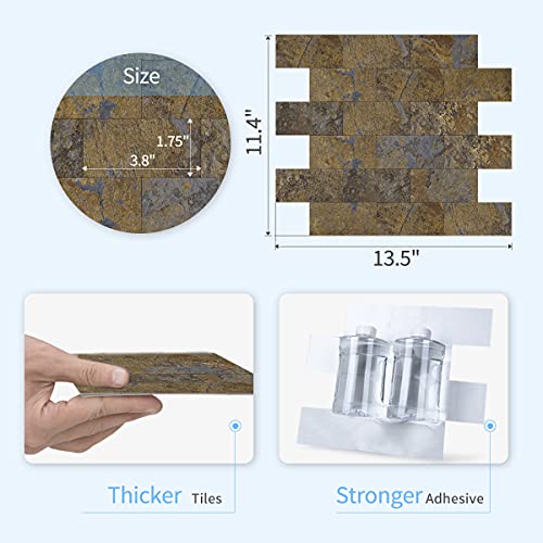 Art3d Peel and Stick Backsplash Tile for Kithcen, Rust Stone 10-Pack 13.5" X 11.4", for Kitchen, Bathroom, Fireplace, Bedroom and Countertop Decor