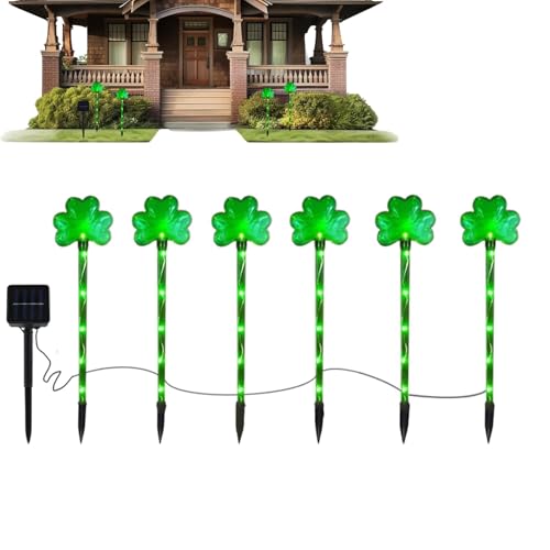 Lampe solaire trèfle LED balisage extérieur étanche chemin Saint-Patrick