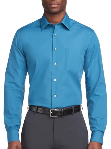 Image of Van Heusen Men's Poplin Regular Fit Solid Point Collar Dress Shirt