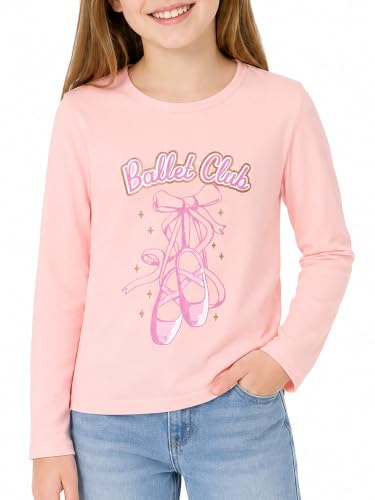 Image of Girls Long Sleeve T-Shirt Cute Versatile Basic Casual Top Size 6-18 | Soft Stretchy Tee for All Day Comfort, Versatile Layering Top for Cold Days, Cute Casual Style for Girls, Durable Easy Care