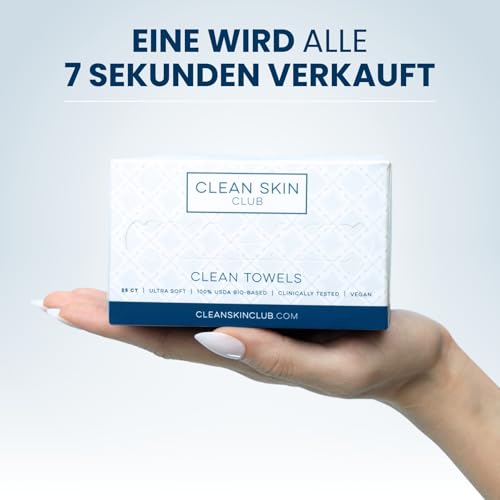 Clean Skin Club Clean Towels, 100% USDA Biobased Dermatologen Approved Face Towel, Disposable Clinically Tested Face Towelette, Facial Washcloth, Makeup Remover Dry Wipes, Ultra Soft, 25 ct, 1 Pack