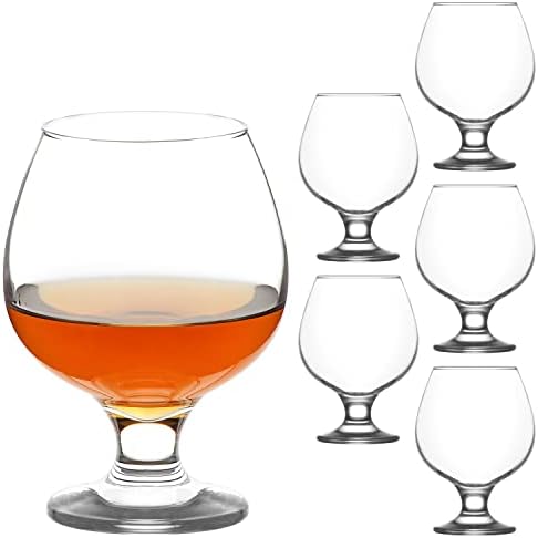 lav Brandy Snifters Set of 6 - Cognac Glasses 13.25 Oz - Brandy Glasses for Spirits - Clear Drinking Glass Snifters - Short Beer Tasting Glasses,Father's Day Gift - Made in Europe