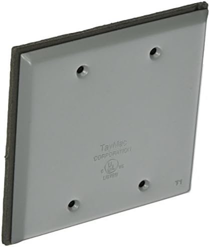 TayMac BC200S Weatherproof Metallic Device Cover, Blank, Two Gang, Gray image 2