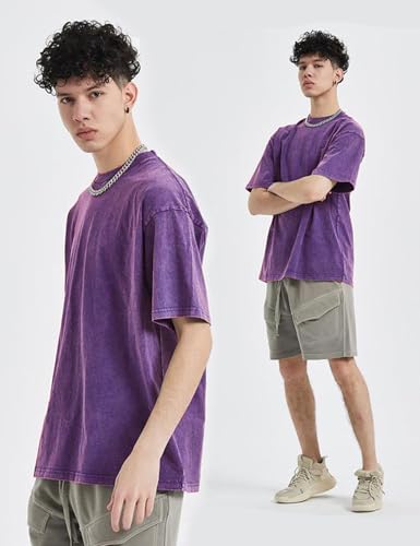 Image of Arssm Men Oversized T Shirts Vintage Tee Loose Fit Short Sleeve Casual Streetwear Baggy Washed Unisex Tops