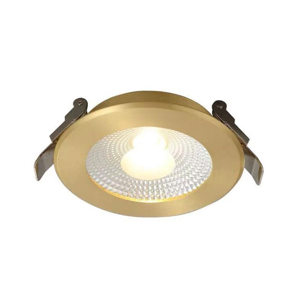 ASerZenith 3.9 Inch Ultra Thin Led Recessed Light, 7W Baffle Trim, 4000K | Neutral Light, Not Dimmable Led Recessed Downlight, Brass Trim, Simple Retrofit Installation - No Flicker