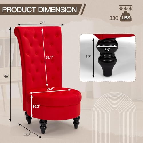 Sillón Royal Terciopelo Rojo Resistente miniatura 3