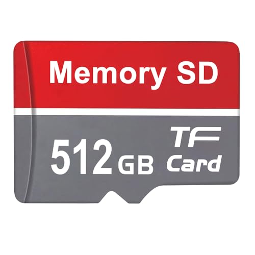 Ruoray Tarjeta de memoria SD de 512 GB, impermeable, mini tarjeta TF, gran capacidad, almacenamiento para smartphones, tabletas, cámaras, color rojo y gris