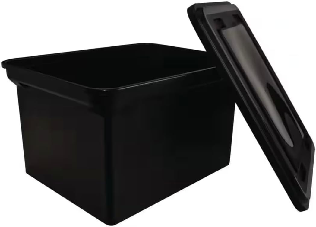 8 Gallon Black Storage Tote with Lid LZ11062