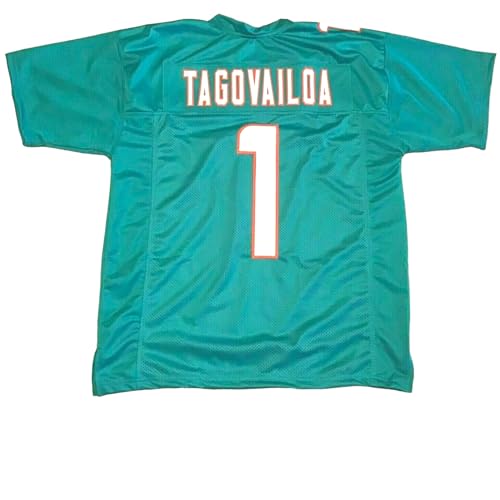 Generic Tua Tagovailoa Teal Jersey Stitched Custom Football New No Brand/Logos (US Alpha Medium Regular Regular Teal)