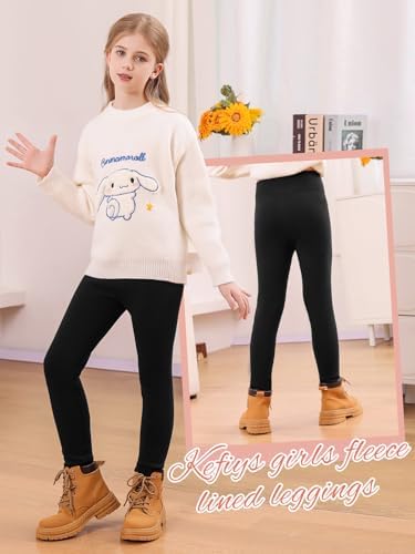 Ugitopi Meisjes Winter Dikke Warme Lange Broek Fleece Gevoerde Leggings Thermische Katoenen Leggings (Dark Blue 120