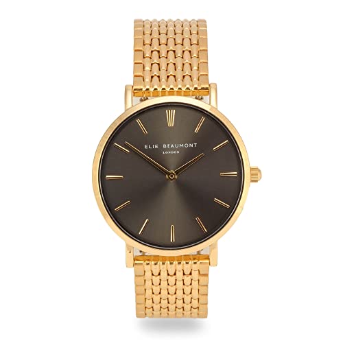 Image of Treat Republic Personalised Elie Beaumont Bracelet Watch [Gold] – 33mm Dial, Engraved Message, Watch for Women, Stainless-Steel Strap, Dual-Toned Watch | Women’s Wrist Watch