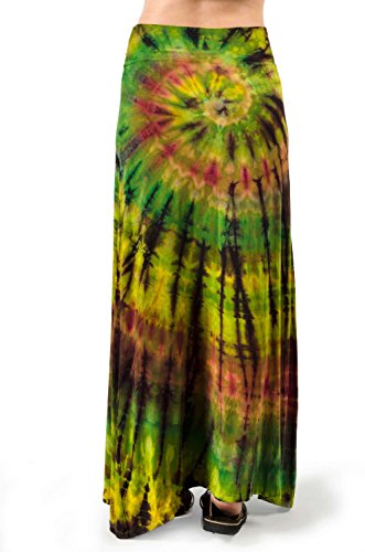 TCG Women's Tie-Dye A-Line Maxi Skirt - Olive Rust Multi2