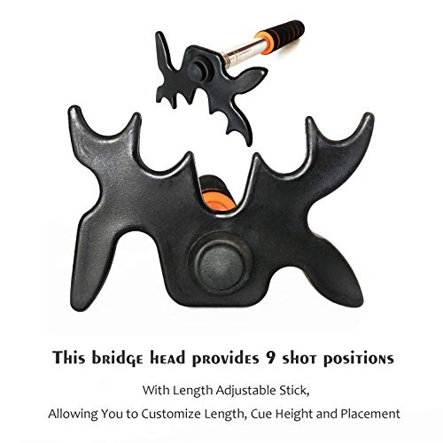 Tai ba cues Retractable Billiards Pool Cue Stick Bridge with Antler Bridge Head, Billiards Pool Cue Accessory