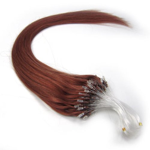 18'' Remy Loops Micro Rings Beads Tipped Human Hair Extensions 17colors for Your Best Selection (#33-dark auburn)