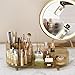 Booklov Rotating Makeup Organizer for Vanity, Large Capacity Cosmetic Display Case, Clear Acrylic Countertop Beauty Storage Holder for Skincare, Brush Eyeshadow Lipstick, Counter Desk, Crystal Amber