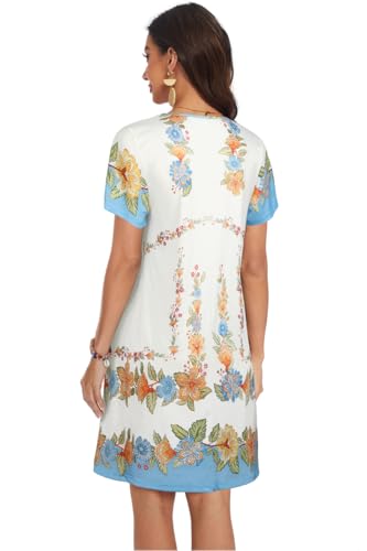 Image of My Sky Summer Dresses for Women 2026 Casual Short Sleeves Tshirt Flowy Beach Plus Size Sundress with Pockets
