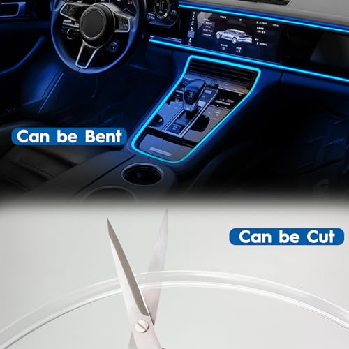 5M Side Glow Fiber Optic Cable Light Strip, Waterproof LED Illumination Optic Fiber Pipe Atmosphere Neon Strip Lights, Super Light Infilled Side Flexible Light, for Car Home, 3.2mm Diameter