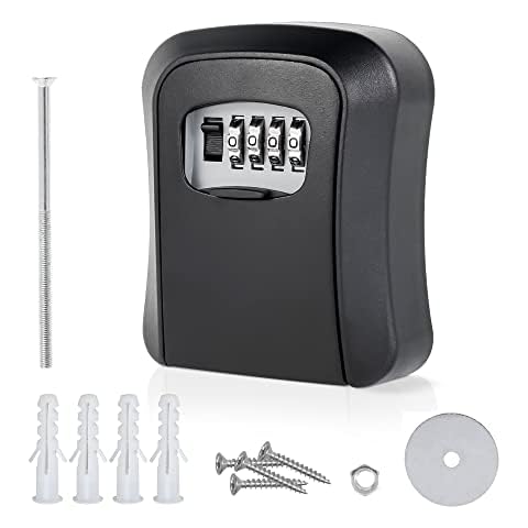 Key Safe Wall Mounted Key Lock Box Outdoor with Combination Lock Box Share Spare House Keys Great for Home, Office, Hostels, Airbnb Cover