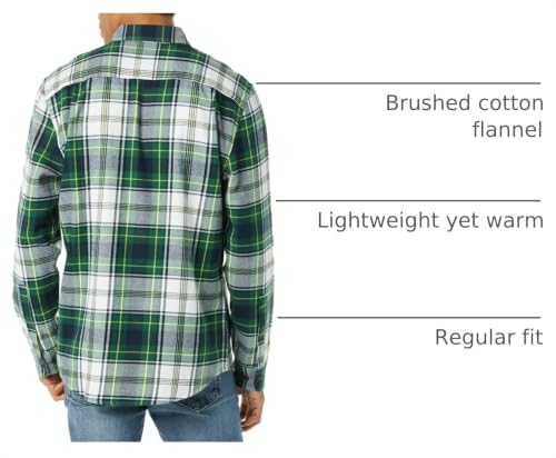 Image of Amazon Essentials Men's Regular Fit Long-Sleeve Flannel Shirt, Soft Brushed Cotton, Lightweight yet Warm